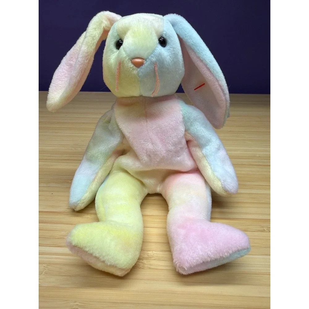 Ty Beanie Baby Hippie Bunny Rabbit 1998 Pastel Tie Dye Plush w Tags